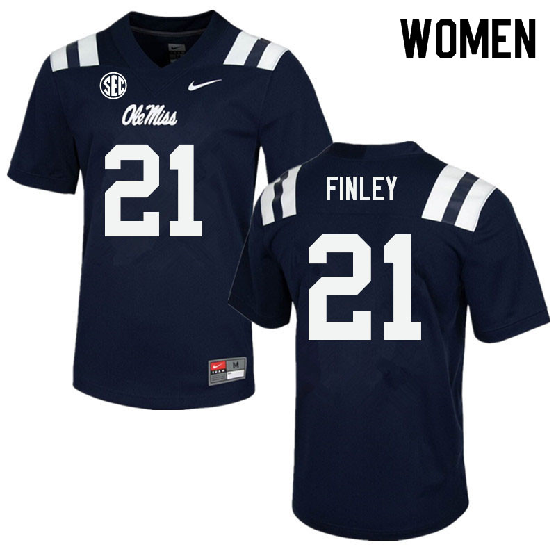 AJ Finley Ole Miss Rebels NCAA Women's Navy #21 Stitched Limited College Football Jersey GEU0558OG
